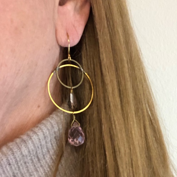 2 Tone Metal Artisan Earrings - Picture 4 of 5